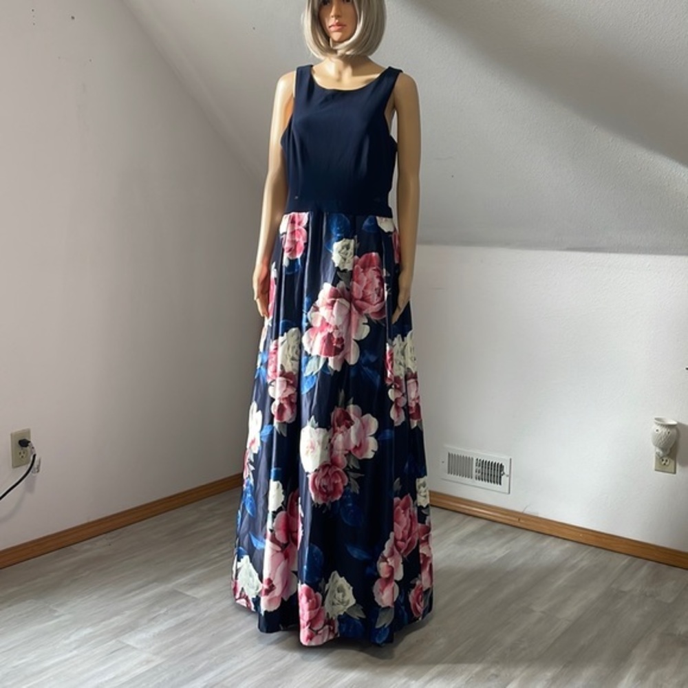 Xscape Navy Blue Floral Dress Size 12